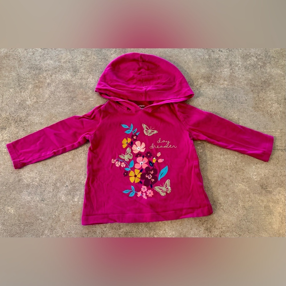 Carter's Fuchsia Long Sleeve Tee with Hood, Size 18M